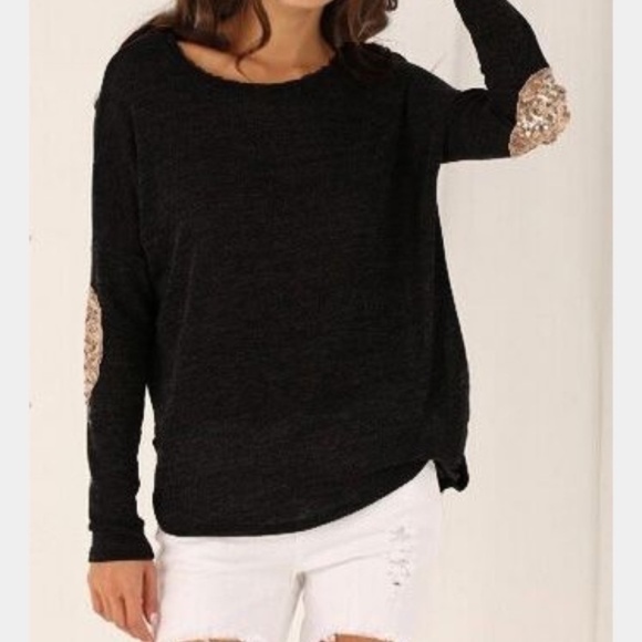 LF Sweaters - LF KNIT SWEATER WITH SEQUIN ELBOWS